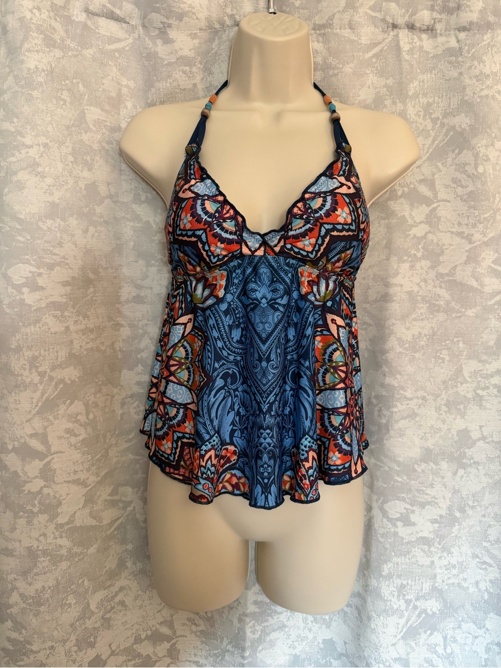 Lucky brand Blue Paisley Halter Tankini Top - Women's Swimwear